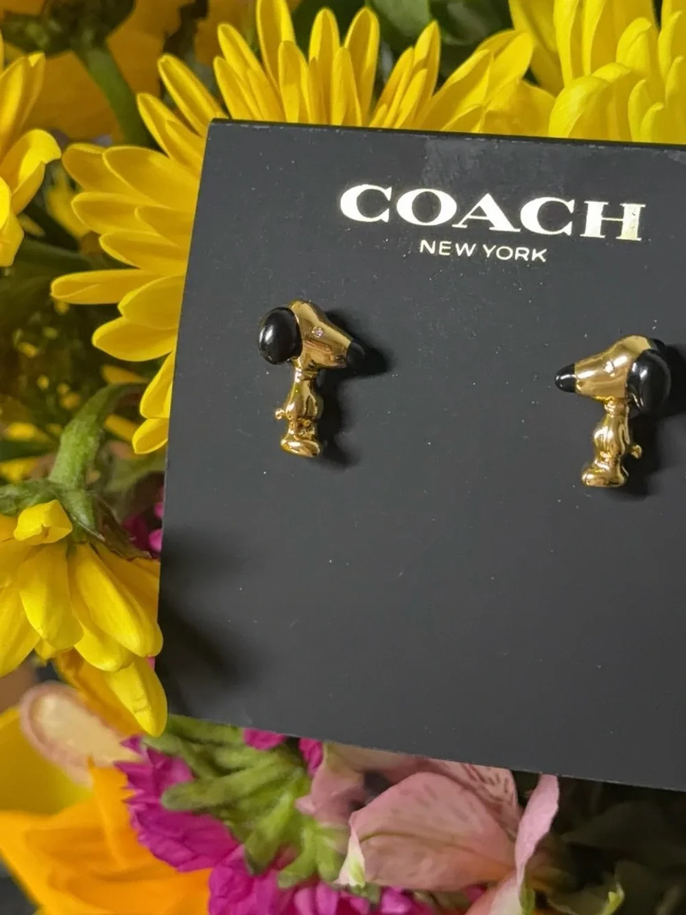 Coach X Peanuts Gold-Tone Snoopy Stud Earrings - Picture 3 of 5